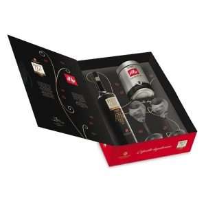 Confezione Prime Uve Nere + Caffè Illy Moka Tostato 250g + 2 Calici