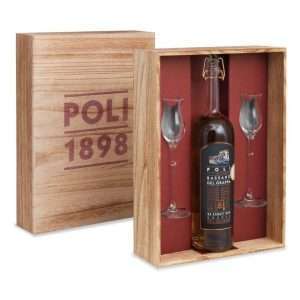 Grappa Poli Bassano 24 Carati Oro Confezione Legno 2 bicchieri cl.70